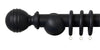 Laura Ashley 35mm Black Wooden Curtain Pole Ribbed Ball Finial