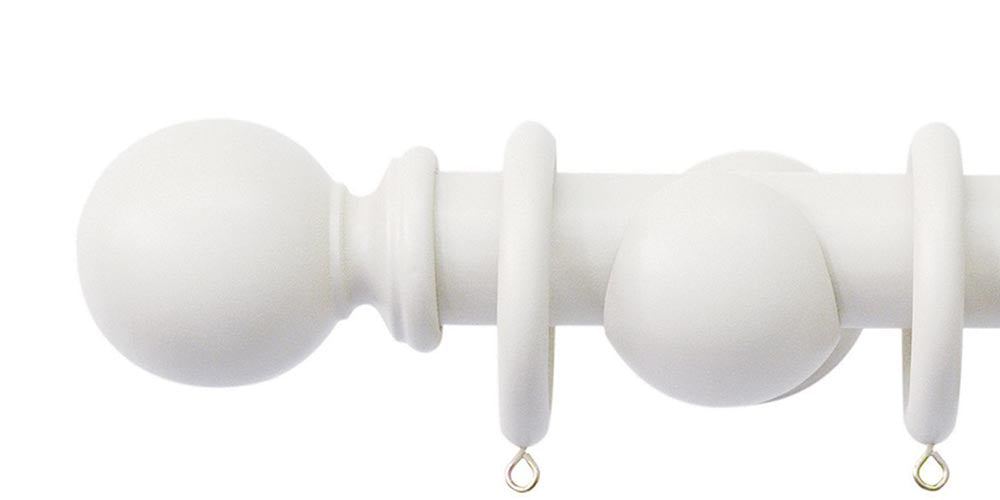 Jones Shore 35mm White Curtain Pole Ball Finial