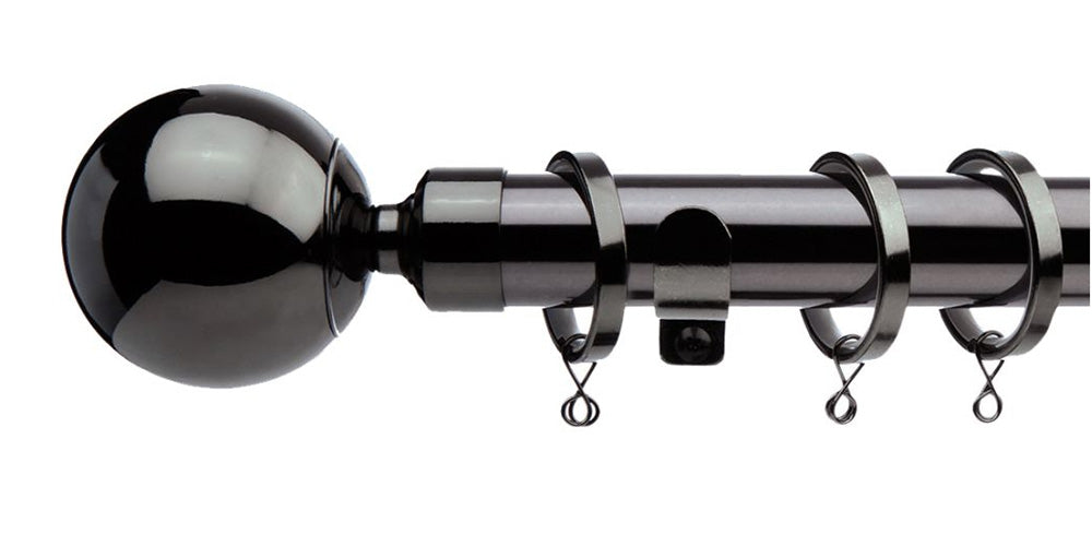 Jones Interiors Cosmos 28mm Black Nickel Effect Curtain Poles Ball Finial