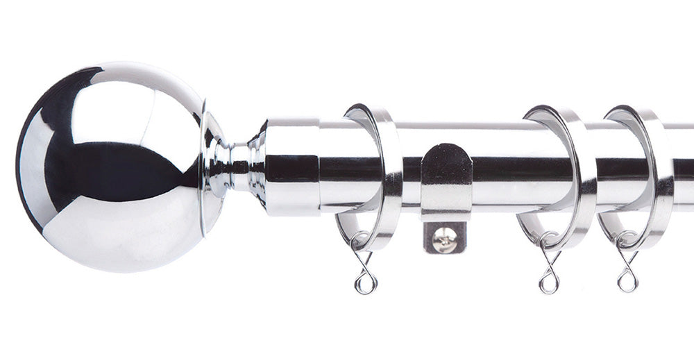 Jones Interiors Cosmos 28mm Chrome Effect Curtain Poles Ball Finial