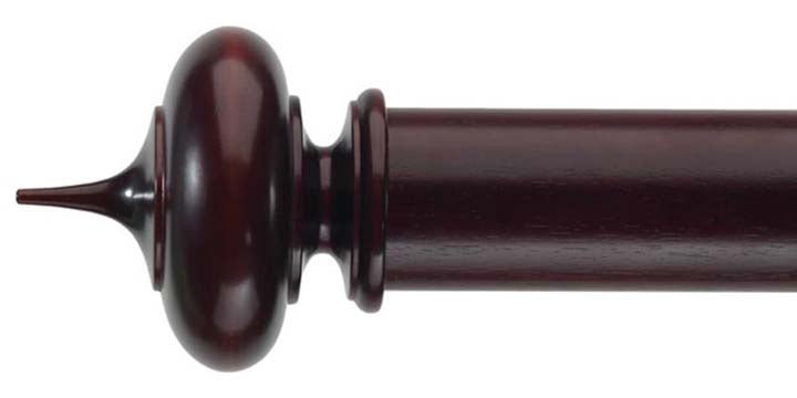 Byron & Byron 67mm Classic Wood Curtain Pole Mahogany Alton Finial - Curtain Poles Emporium