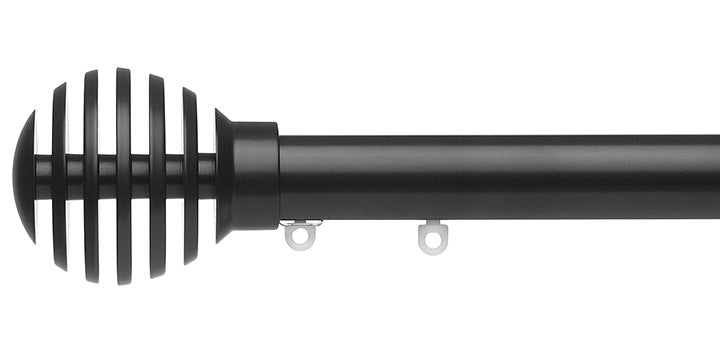 Silent Gliss Metropole 30mm Black Hand Drawn Track Groove Ball Finial