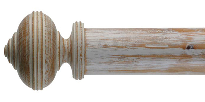 Byron & Byron 67mm Classic Wood Curtain Pole Stripped Pine Hardwick Finial - Curtain Poles Emporium