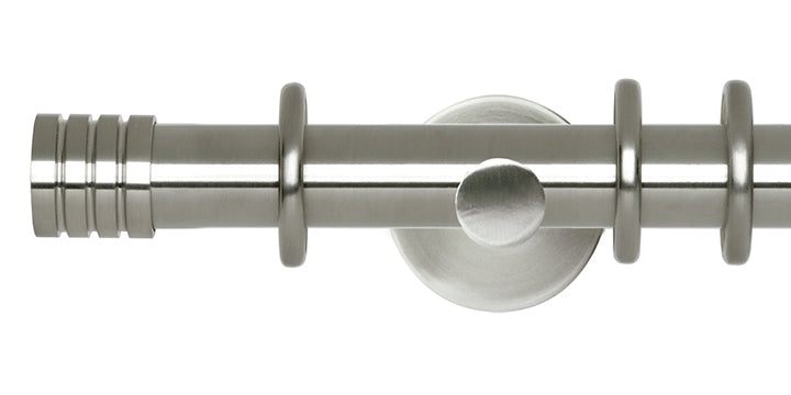 Hallis Neo Original 28mm Stainless Steel Effect Curtain Pole Stud Finial Cylinder Bracket - Curtain Poles Emporium