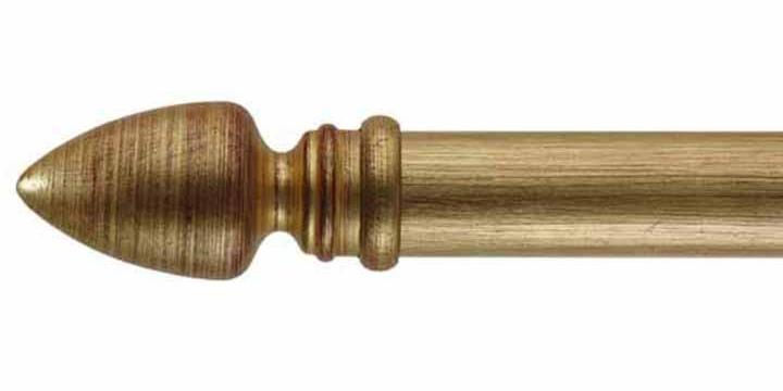 Byron & Byron 43mm Classic Wood Curtain Pole Gilt Red Distressed Athena Finial - Curtain Poles Emporium