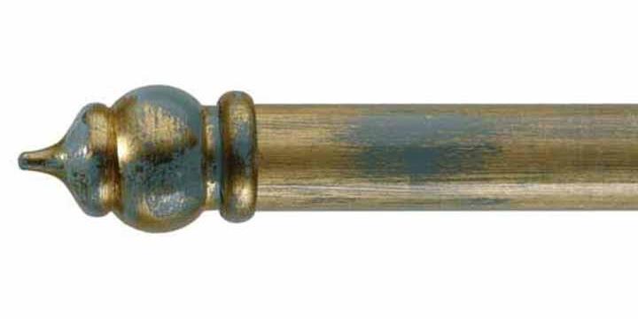 Byron & Byron 43mm Classic Wood Duck Egg Blue Curtain Pole Byzantium Finial - Curtain Poles Emporium