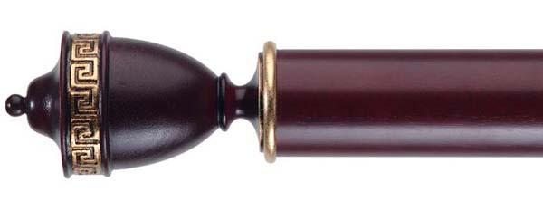 Byron & Byron Mahogany & Details 55mm Curtain Pole Naxos Finial - Curtain Poles Emporium