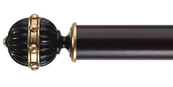 Byron & Byron Matt Black & Details 55mm Curtain Pole Hampton Finial - Curtain Poles Emporium