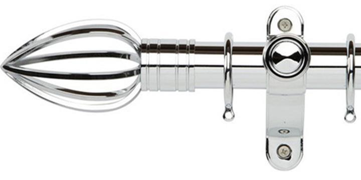 Galleria Metals 35mm Chrome Curtain Pole Caged Spear Finial - Curtain Poles Emporium