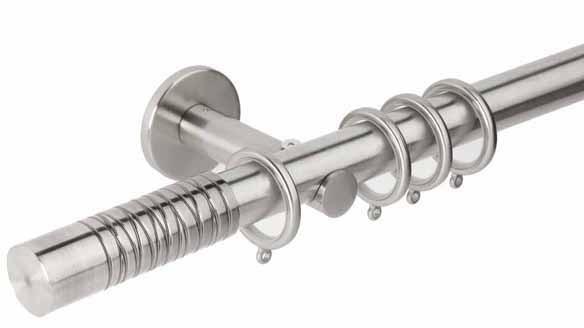 Hallis Neo Premium 28mm Stainless Steel Effect Curtain Pole with Wired Barrel Finial/Cylinder Bracket - Curtain Poles Emporium